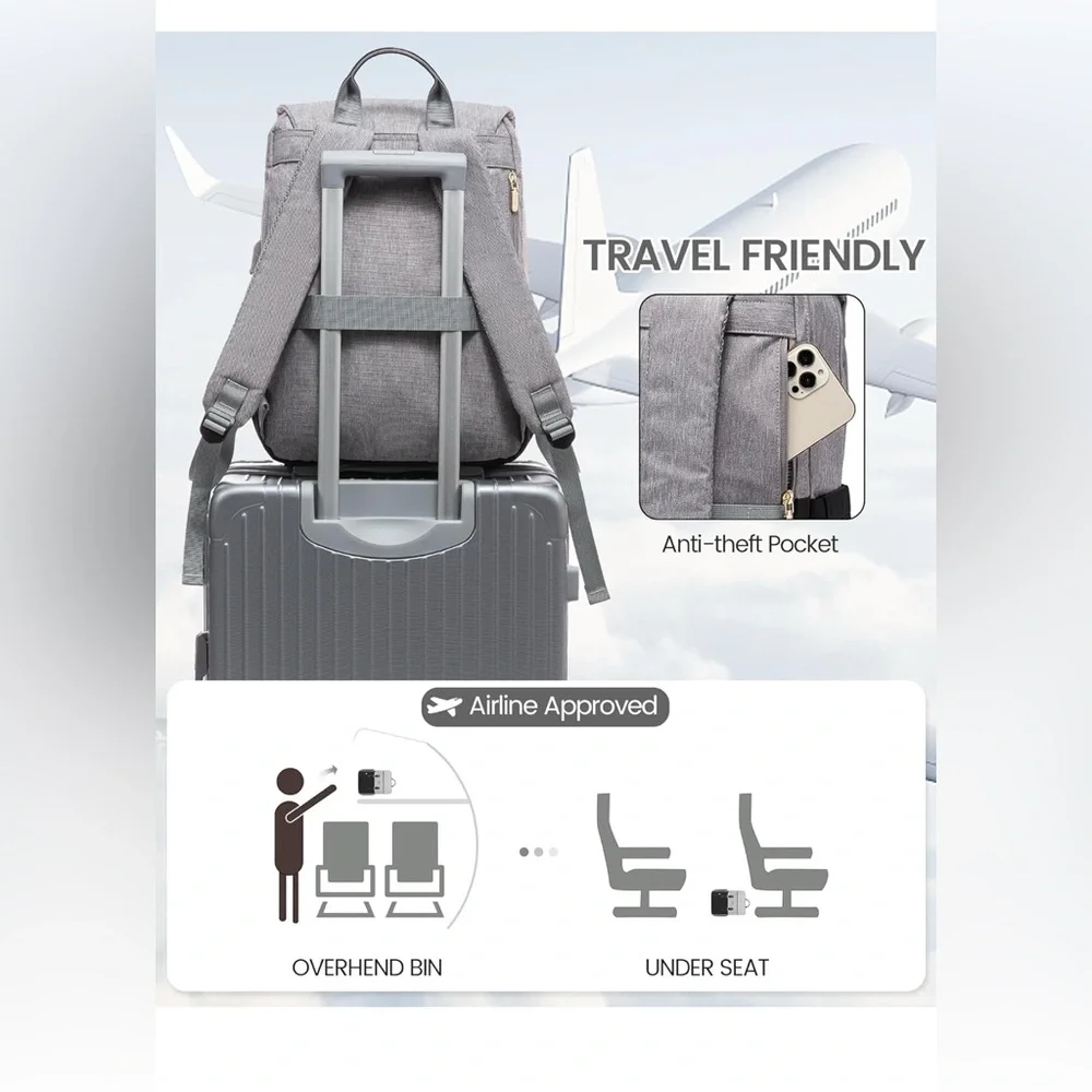 LOVEVOOK Travel Laptop Backpack • Anti-Theft • Waterproof • Carry-On Approved - Picture 3 of 8